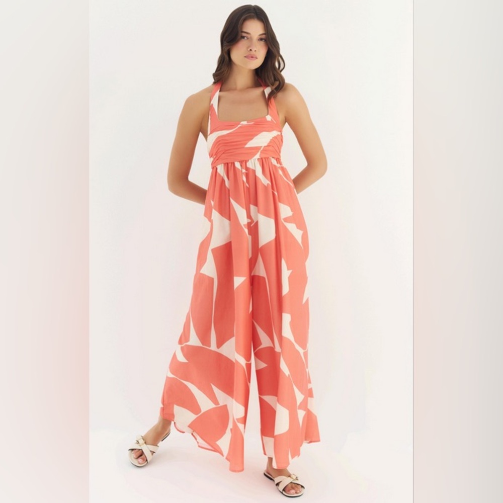 NWT Hutch Nara Jumpsuit in Ivory/Coral Lawn in Size 2
